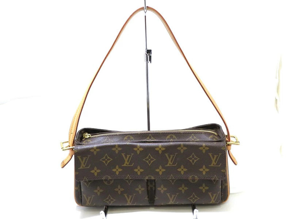 Louis Vuitton Vivacite Monogram Shoulder Bag Leather Brown